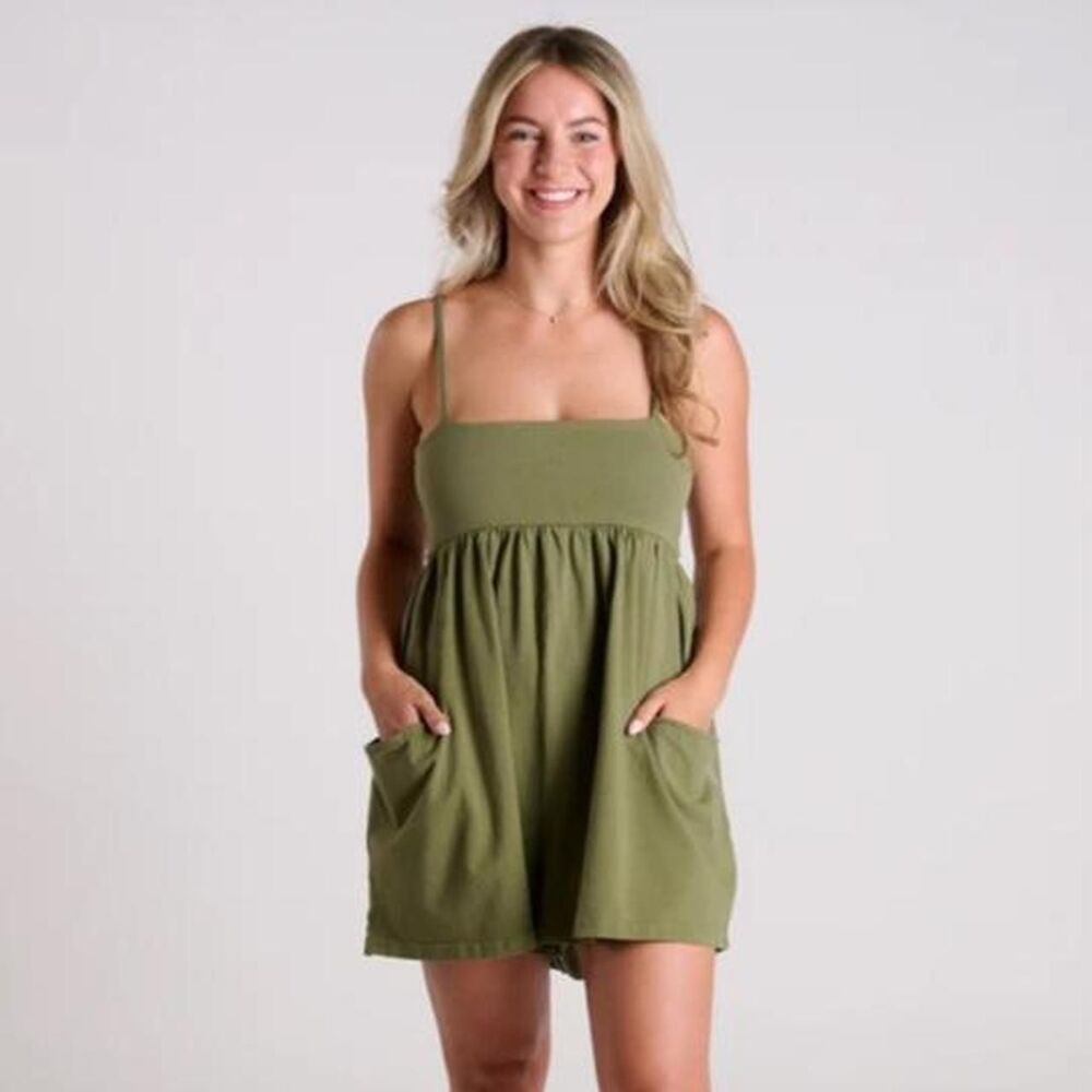 Free-people Women's Green and Khaki Playsuit-romper